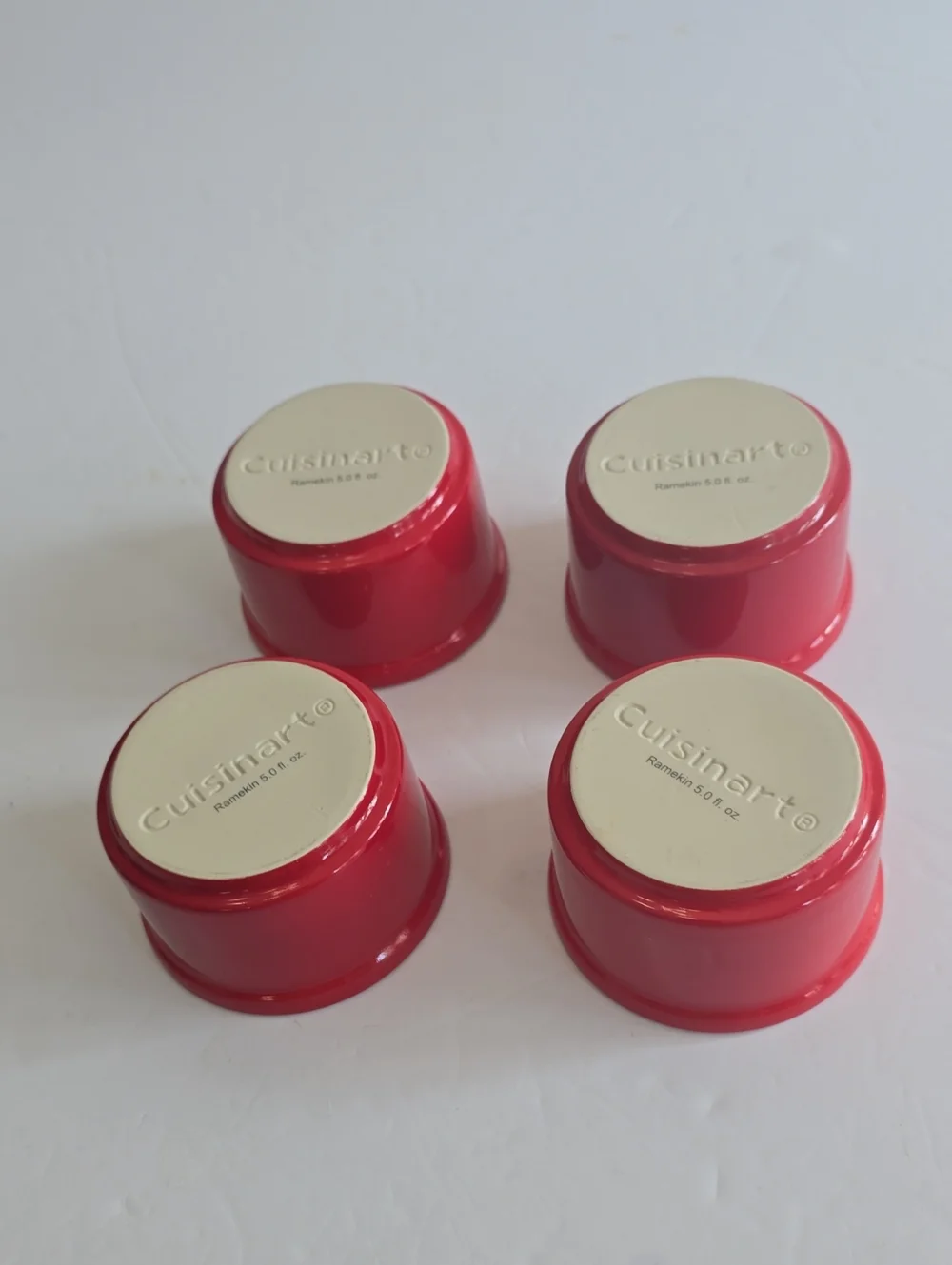 Cuisinart Set Of 4 Red Ramekins Mini Dish Bowls Stoneware 5.0 Fl Oz